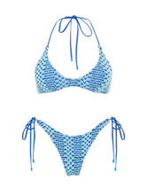CORA - DELLO Blue Crochet Halter Bikini Set