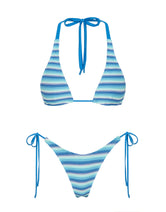 DARA - HORIZON BLUE Stripe Triangle Bikini Set