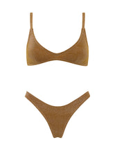 MAIA - TINE SPARKLE Brown Sparkle Scoop Bikini Set