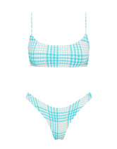 MICA - BLUE BLOSS CHECK Crop Bikini Set