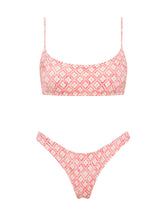 MICA - PORTE Pink Geometric Crop Bikini Set