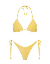 VINCA - MACA Yellow Velvet Triangle Bikini Set
