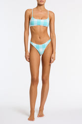 MICA - BLUE BLOSS CHECK Crop Bikini Set - Image 2